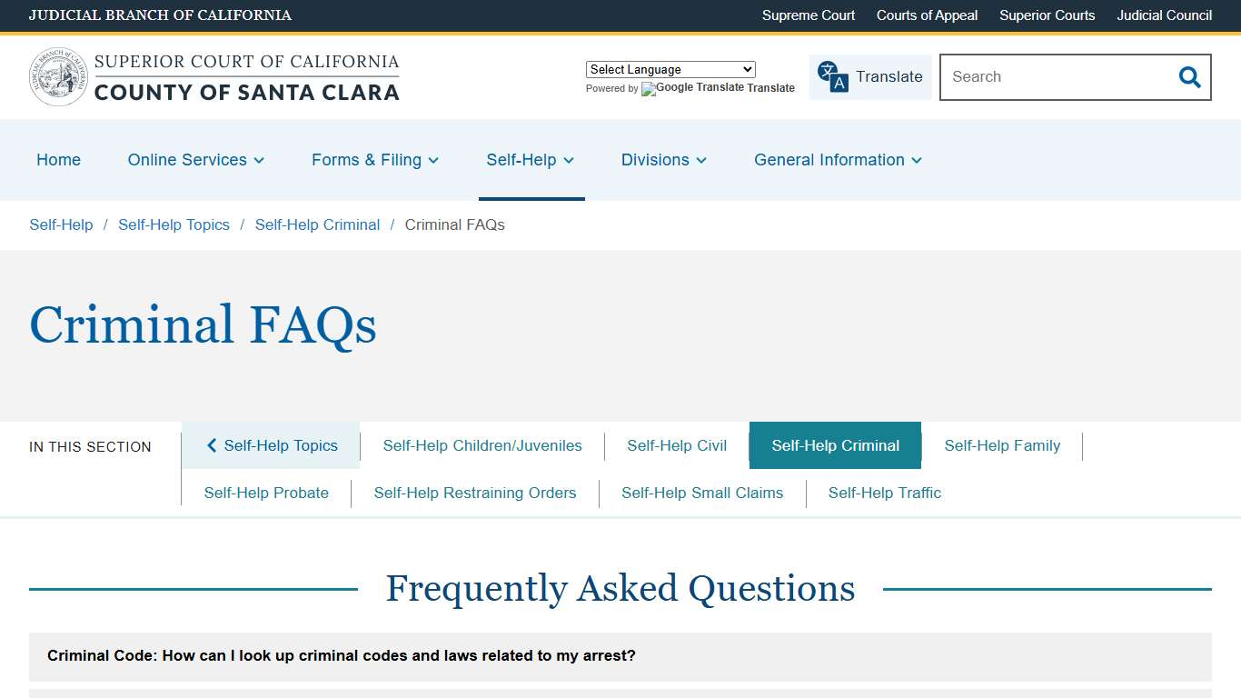 Criminal FAQs | Superior Court of California | County of Santa Clara