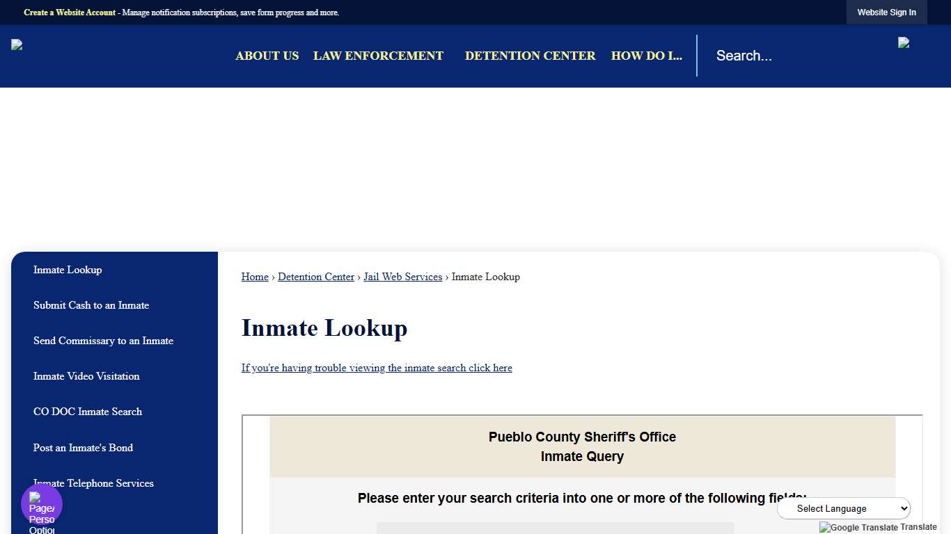 Inmate Lookup | Pueblo County Sheriff, CO